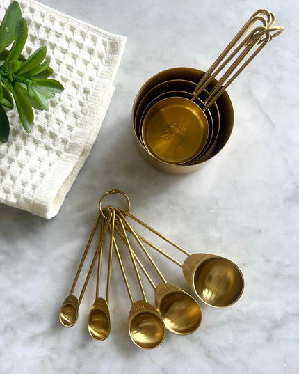 Solid Gold Measuring Cups & Spoons, Set of 9