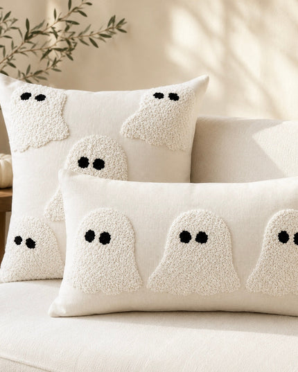 Ivory Tufted Ghost Lumbar Pillow Cover