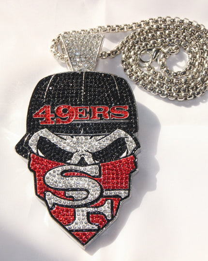 Newest Sports Team Logo Bandit Skull  Pendant Necklace – Iced Out Hip Hop Jewelry for True Fans