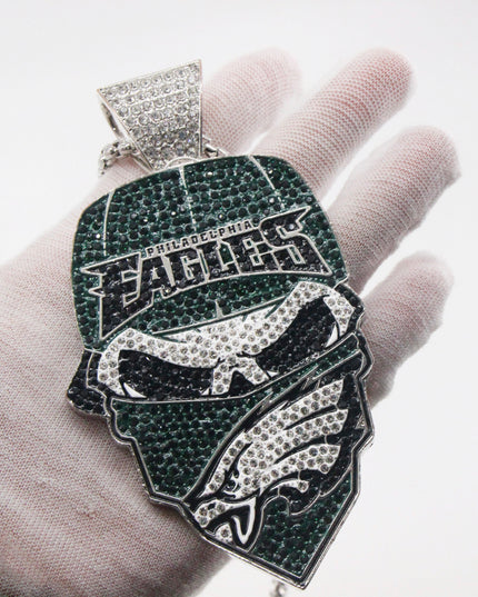 Newest Sports Team Logo Bandit Skull  Pendant Necklace – Iced Out Hip Hop Jewelry for True Fans