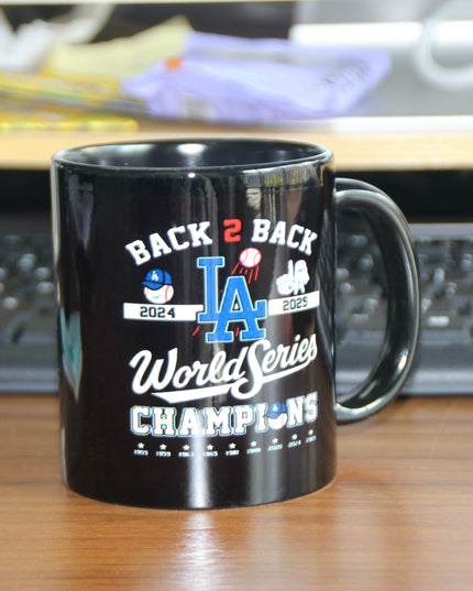 Los Angeles Dodgers Back-to-Back Champions Mug – World Series Ceramic Coffee Cup, Fan Collectible Gift