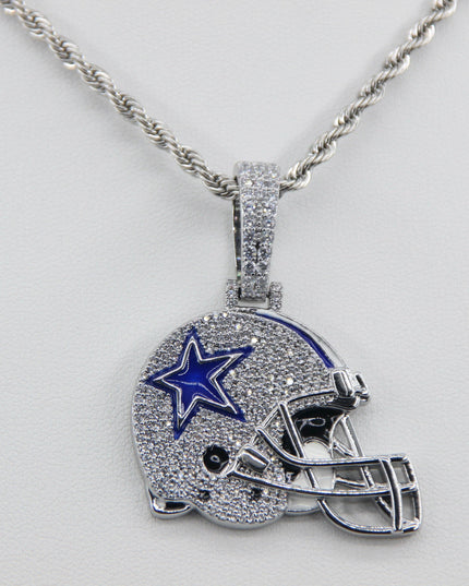 Dallas Cowboys Helmet Pendant Necklace – Sparkling Zircon Gift for Football Fans