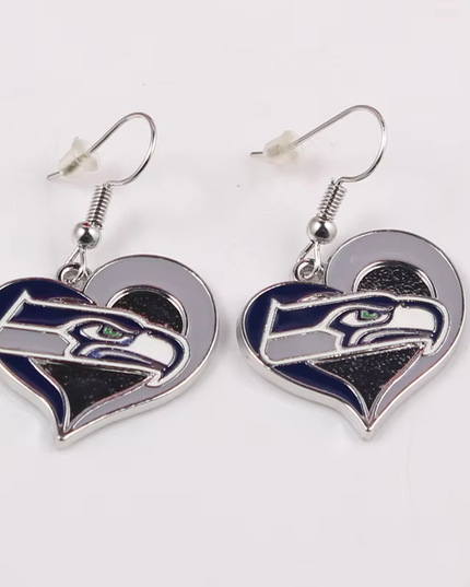 Football Team Logo Heart Earrings –  Game Day Accessories & Gift for Sports Fan