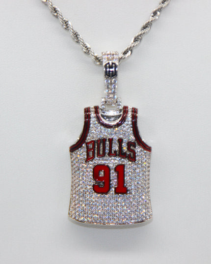 Chicago Bulls Dennis Rodman #91 Jersey Pendant Necklace – Premium Zircon Basketball Fan Gift