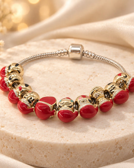 Christmas Red Hat Character Charm Bracelet – Festive Holiday Gift for Her