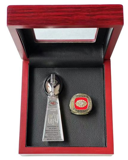 Kansas City Chiefs All Super Bowl Championship Ring & Trophy Set– 1970, 2020 & 2023  Winners Replica Collection