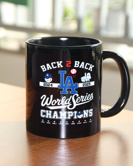 Los Angeles Dodgers Back-to-Back Champions Mug – World Series Ceramic Coffee Cup, Fan Collectible Gift