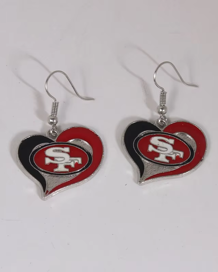 Football Team Logo Heart Earrings –  Game Day Accessories & Gift for Sports Fan