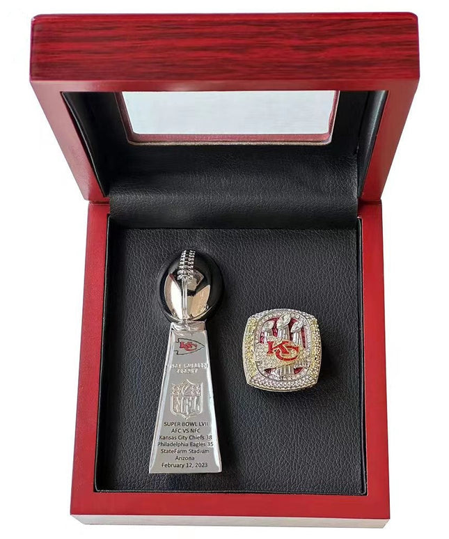 Kansas City Chiefs All Super Bowl Championship Ring & Trophy Set– 1970, 2020 & 2023  Winners Replica Collection