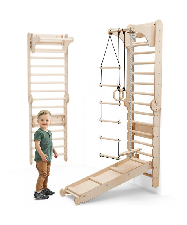 6in1 Wooden Swedish Wall / Climbing ladder for Children + Swing Set + Slide Board