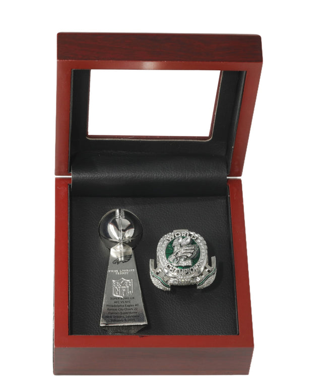 Philadelphia Eagles 2025 Championship Ring & Trophy Replica Set — Hurts (#1) or Barkley (#26) Edition