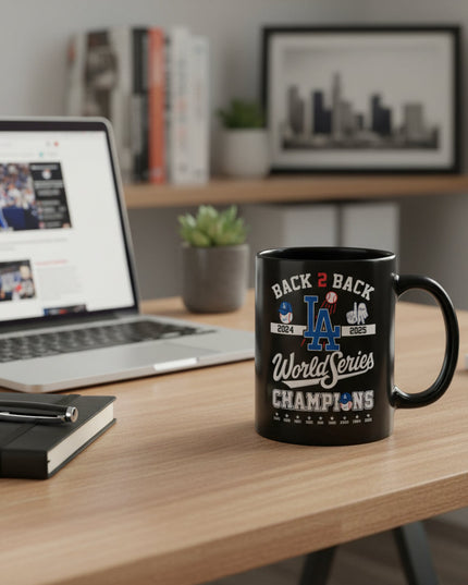 Los Angeles Dodgers Back-to-Back Champions Mug – World Series Ceramic Coffee Cup, Fan Collectible Gift