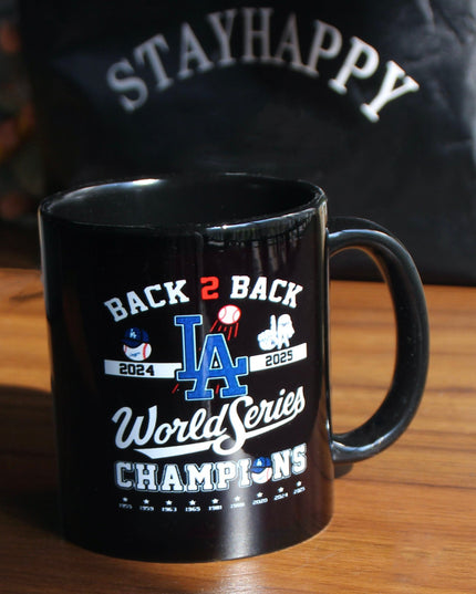 Los Angeles Dodgers Back-to-Back Champions Mug – World Series Ceramic Coffee Cup, Fan Collectible Gift