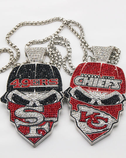 Newest Sports Team Logo Bandit Skull  Pendant Necklace – Iced Out Hip Hop Jewelry for True Fans