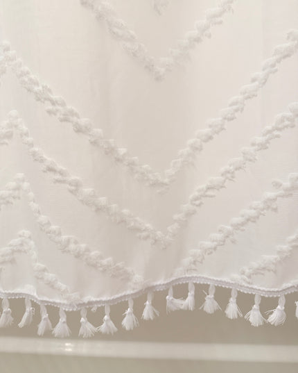 White Tufted Chevron Shower Curtain