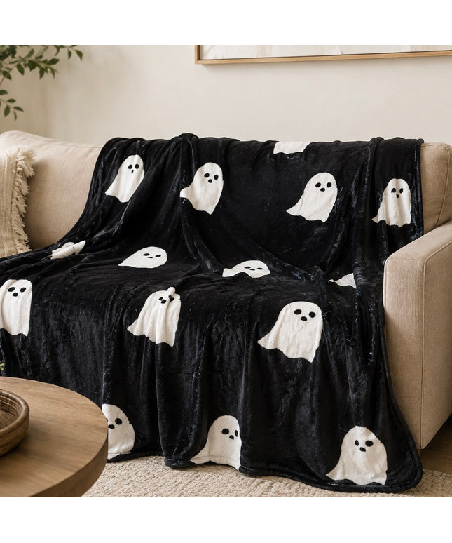 Soft Ghost Throw Blanket – Black & White, 50” x 60”