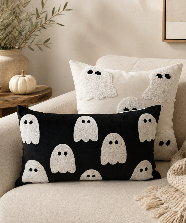 Black Ghost Lumbar Pillow Cover