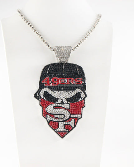 Newest Sports Team Logo Bandit Skull  Pendant Necklace – Iced Out Hip Hop Jewelry for True Fans