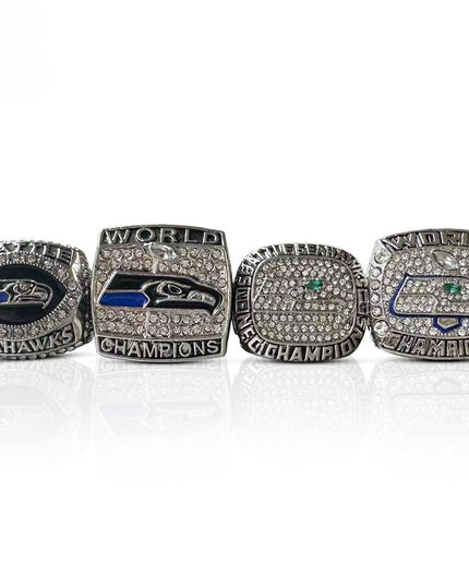 Seattle Seahawks Championship Ring Set – 4PCS Collector Celebration Gift for True Seahawks Fans