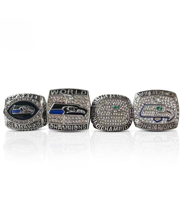Seattle Seahawks Championship Ring Set – 4PCS Collector Celebration Gift for True Seahawks Fans