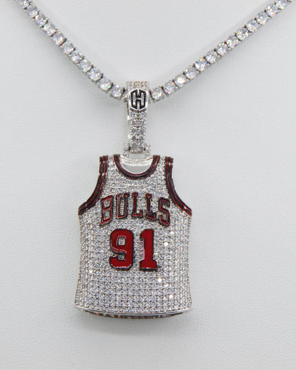 Chicago Bulls Dennis Rodman #91 Jersey Pendant Necklace – Premium Zircon Basketball Fan Gift