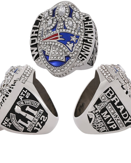 New England Patriots Super Bowl Championship Ring & Trophy Set– 2002, 2004, 2005, 2015, 2017 & 2019