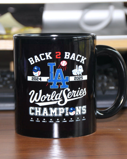 Los Angeles Dodgers Back-to-Back Champions Mug – World Series Ceramic Coffee Cup, Fan Collectible Gift