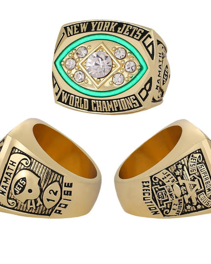 New York Jets Super Bowl III Championship Ring & Trophy Set   – Replica Collectible Gift for Fans