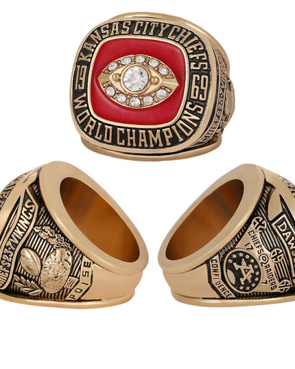 Kansas City Chiefs All Super Bowl Championship Ring & Trophy Set– 1970, 2020 & 2023  Winners Replica Collection