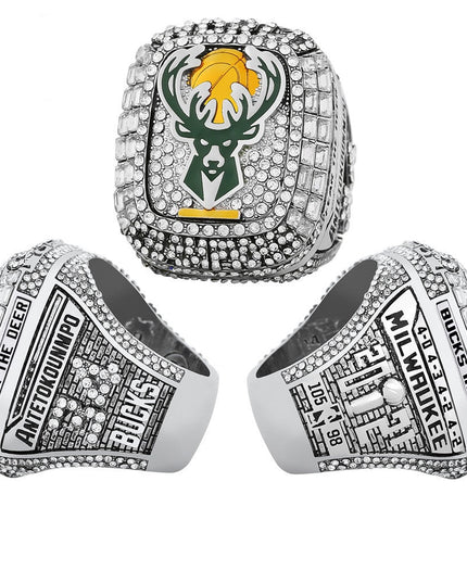 2021 Milwaukee Bucks Championship Ring and Trophy – #34 Tribute Commemorative Replica