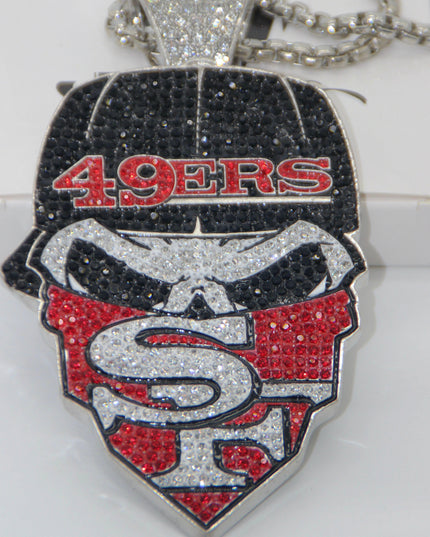 Newest Sports Team Logo Bandit Skull  Pendant Necklace – Iced Out Hip Hop Jewelry for True Fans