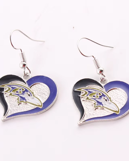 Football Team Logo Heart Earrings –  Game Day Accessories & Gift for Sports Fan