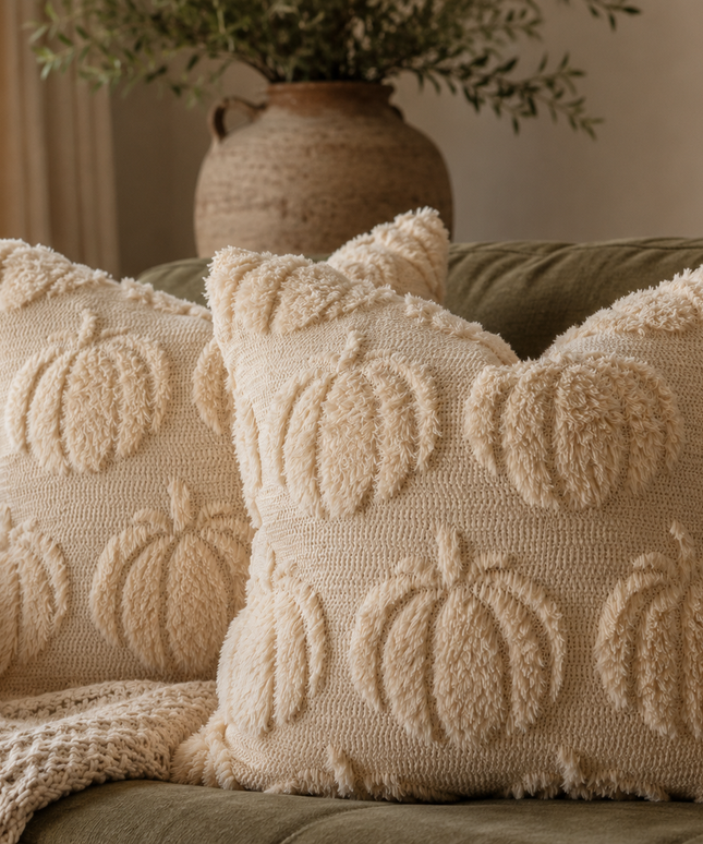 Beige Pumpkin Pillow Cover