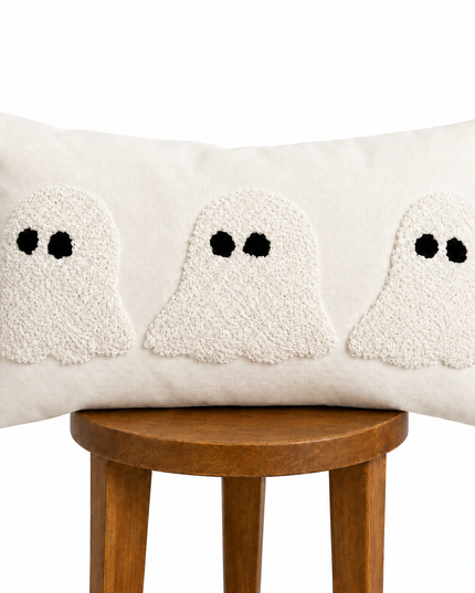 Ivory Tufted Ghost Lumbar Pillow Cover