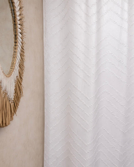 White Tufted Chevron Shower Curtain