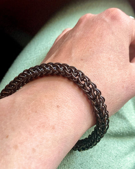 Chunky Foxtail Chainmaille Bracelet in Oxidized Copper