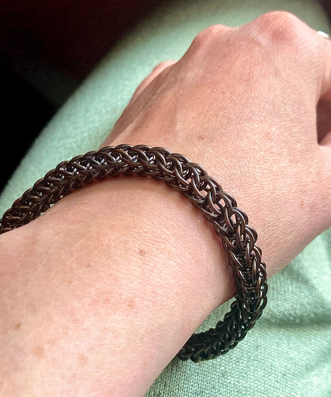 Chunky Foxtail Chainmaille Bracelet in Oxidized Copper