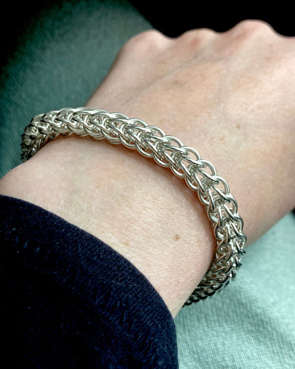 Chunky Foxtail Chainmaille Bracelet in Silver