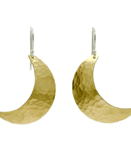 Crescent Moon Earrings in Brass | Moon Phase Earrings