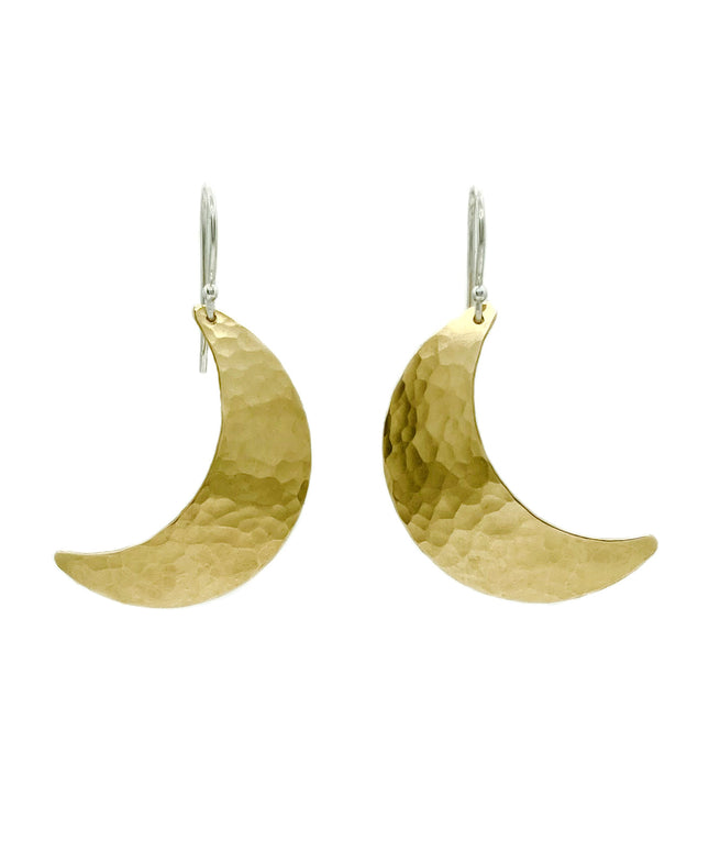 Crescent Moon Earrings in Brass | Moon Phase Earrings