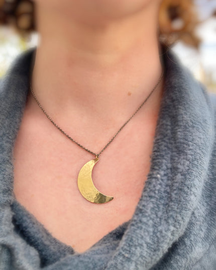 Crescent Moon Necklace in Brass | Moon Phase Necklace