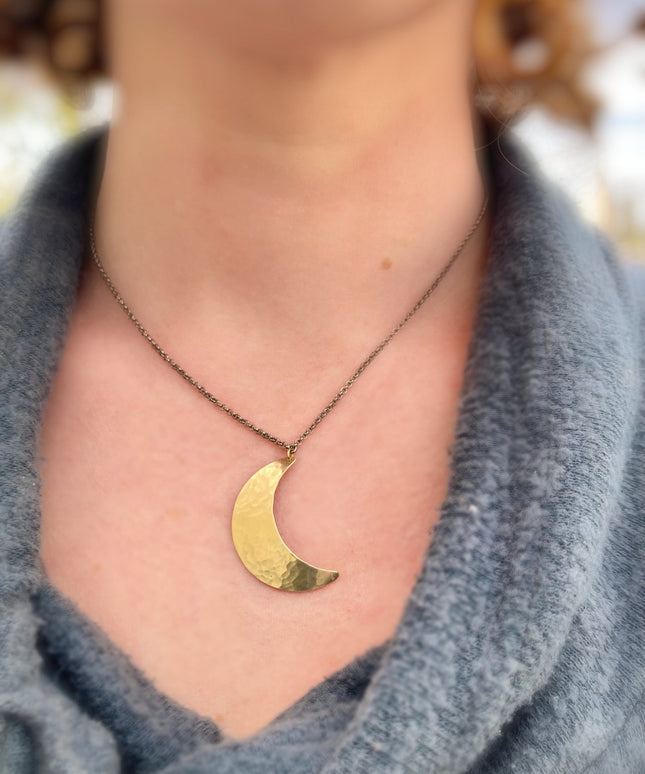Crescent Moon Necklace in Brass | Moon Phase Necklace