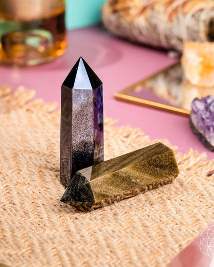 The Upper Hand – Gold & Silver Sheen Obsidian Points