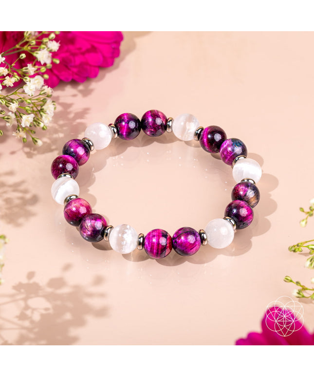 Shape Your Future – Pink Galaxy Tiger’s Eye Bracelet