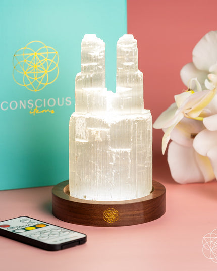 Two-Tower Selenite Lamp – Deep Energy Cleanse & Reset