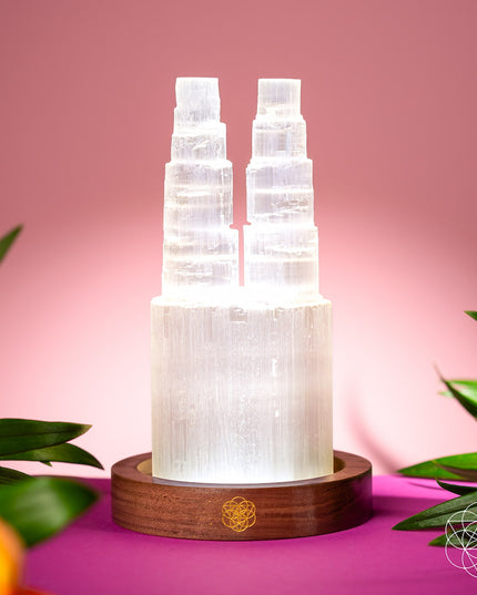 Two-Tower Selenite Lamp – Deep Energy Cleanse & Reset