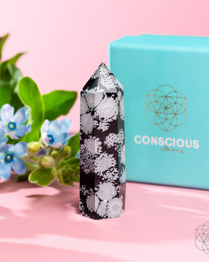 Spiritual Bodyguard - Snowflake Obsidian Point