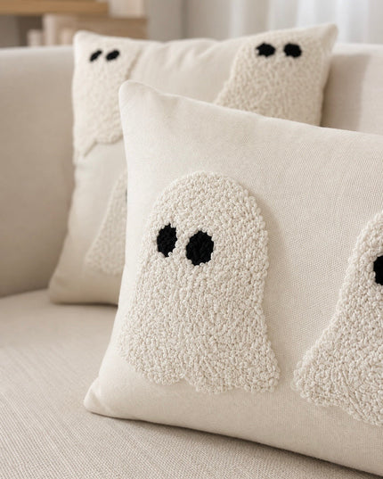 Ivory Tufted Ghost Lumbar Pillow Cover