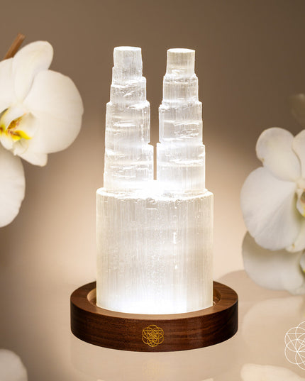 Two-Tower Selenite Lamp – Deep Energy Cleanse & Reset
