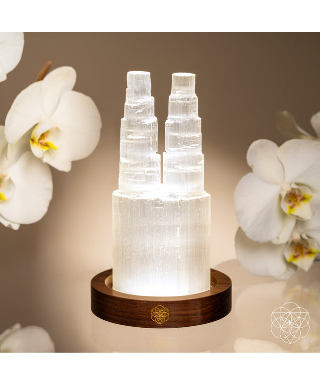 Two-Tower Selenite Lamp – Deep Energy Cleanse & Reset